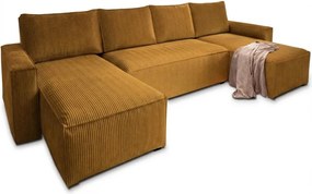 Horčicová sedacia súprava do U SMART COSARO 295x140 cm