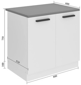 Kuchynská skrinka Belini Premium Full Version drezová 80 cm šedý mat s pracovnou doskou