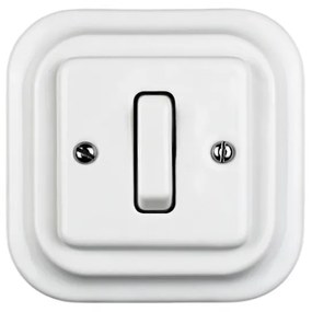 Elhard Štvorcový keramický vypínač s kolískou č.1, biely - kompletný KV5301W