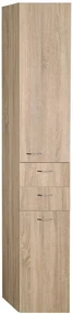 Aqualine Aqualine, ZOJA/KERAMIA FRESH skrinka vysoká s košom 35x184x29cm, ľavá, dub platin, 51232
