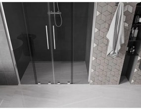 Mexen Velar L Duo, posuvné sprchové dvere do otvoru 160 cm, 8mm šedé sklo, chrómová, 871-160-003-42-01