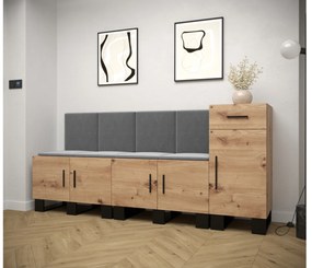 Predsieňová zostava Amanda 17 (dub artisan + tmavosivá). Vlastná spoľahlivá doprava až k Vám domov. 1086004