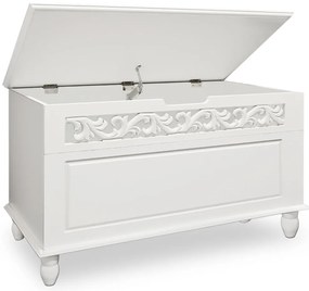 Casaria Drevená truhlica JERSEY, 80x40x48cm, biela