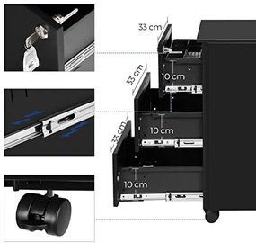 Kancelársky kontajner, 3 zásuvky, uzamykateľný, 55x39x45cm