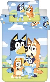 Obliečky do detskej postieľky Bluey - motív Šťastná rodinka - 100% bavlna - 100x135 cm + 40x60 cm