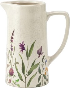 Dekoratívny keramický džbán s lúčnymi kvetmi Rustic Flora - 21*14*26 cm