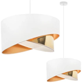 Závesné svietidlo Asti Duo2, 1x PVC/biele textilné tienidlo, (fi 45cm), g, w
