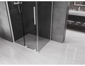 Mexen Velar, sprchový kút s posuvnými dverami 130 x 80 cm, 8mm šedé sklo, biela matná, 871-130-080-41-20