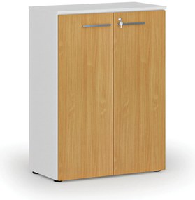 Kancelárska skriňa s dverami PRIMO WHITE, 800 x 420 x 1087 mm, biela/buk