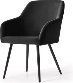 Sada štyroch jedálenských stoličiek ESTELLE zamatové, čierne / čierne nohy (4 ks)