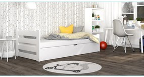 Posteľ z masívu DAVID s úložným priestorom - 200x90 cm - biela