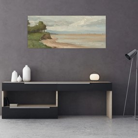 Obraz - Jean-Baptiste-Camille Corot, Beach Near Etretat, reprodukcia (120x50 cm)
