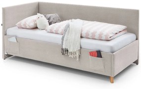 Detská posteľ loop 90 x 200 cm s bočnicou a úložným priestorom béžová MUZZA