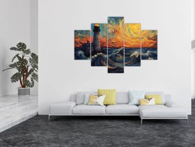 Obraz - Maják vo vlnách (150x105 cm)