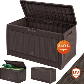Odkladací box RATO, 310L, 119x48x60cm, hnedá Prosperplast