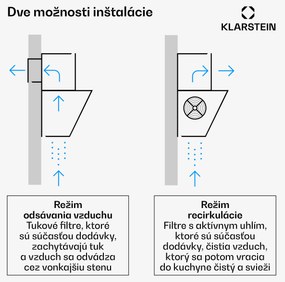 Klarstein Alessia šikmý digestor | režim odsávania vzduchu a recirkulácie | nehrdzavejúca oceľ | 404 m³/h | 60 cm