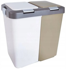 Bielo-béžový plastový odpadkový kôš na triedený odpad 2x20 l Duo Dust – Orion