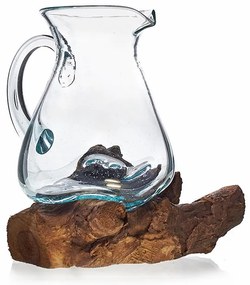 Roztavené sklo na dreve - Karafa