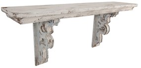 Biela antik nástenná drevená polica - 100 * 23 * 41 cm