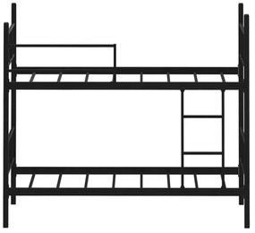 Kovová patrová posteľ MAVEN 90x200 cm čierna nosnosť 2x100 kg