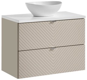 Závesná skrinka Viva Cashmere s doskou a umývadlom 80 cm kašmír/biela