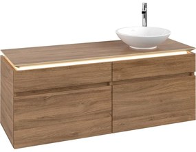 VILLEROY &amp; BOCH Legato závesná skrinka pod umývadlo na dosku (umývadlo vpravo), 4 zásuvky, s LED osvetlením, 1400 x 500 x 550 mm, Oak Kansas, B590L0RH