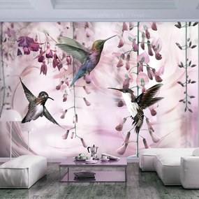 Artgeist Fototapeta - Flying Hummingbirds (Pink) Veľkosť: 100x70, Verzia: Premium