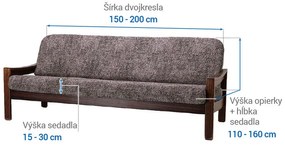 Bielastické poťahy MARMO hnedé trojkreslo s drevenými rúčkami (š. 150 - 200 cm)