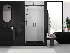 Mexen Exo, dvojité krídlové sprchové dvere 70x200 cm, 6mm číre sklo, čierny profil, 8182-070-000-70-00