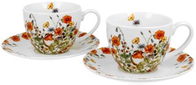 Porcelánová šálka s podšálkou Wild Birds 280 ml sada 2ks
