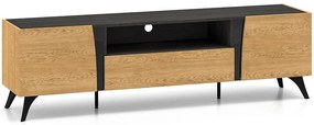 TV stolík Toscania 06 Dub Dune/jaseň čierny/sklo
