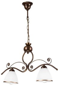 Luster na reťazi RETRO 2xE27/60W/230V medená/patina