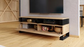 GOKEE RTV-145 Dub Craft Zlatý/ Čierna matná - MODERNÁ SKRIŇA POD TELEVÍZOR S LAMELAMI