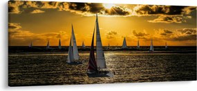 Obraz jachty v západe slnka (120x50 cm)