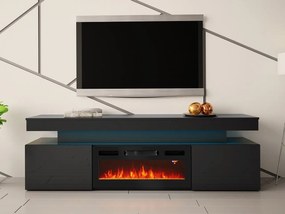 TV stolík/skrinka s krbom Lestirola EF 2D 190, Farba: čierna / čierny lesk