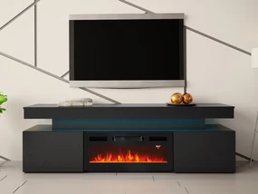 TV stolík/skrinka s krbom Lestirola EF 2D 190, Farba: čierna / čierny lesk