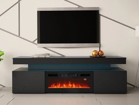 TV stolík/skrinka s krbom Lestirola EF 2D 190, Farba: čierna / čierny lesk
