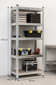 Regál 180x90x40 cm zinkovaný 5-policový, nosnosť 875 kg