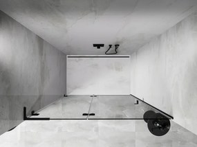 Mexen, Mexen Lunar L Otočné ľavé sprchové dvere 130 cm, transparentné, čierne - 834L-130-000-70-00-L