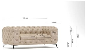 Béžová zamatová pohovka 185 cm Chelsea – Ropez