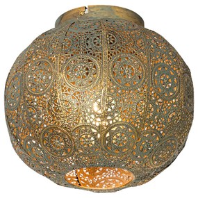 Orientálna stropná lampa zlatá so zelenou 28,5 cm - Baloo