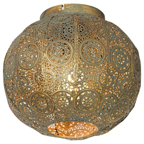 Orientálne stropné svietidlo zlaté so zelenou 28,5 cm - Baloo