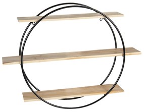 Guľatý kovový nástenný stojan Circle s poličkami - 80 * 16 * 60 cm