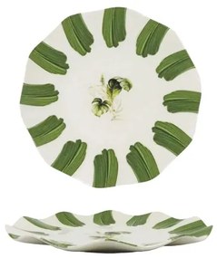 Porcelánová 18-dielna jedálenská súprava, biela/zelená