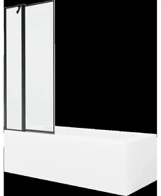 Mexen Cubik obdĺžniková vaňa 160 x 70 cm s obkladom a 1-krídlovou sprchovou zástenou 80 cm, Čierny vzor - 550316070X9408117070