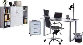 XXXLutz KANCELÁRIA, sivá, biela s vysokým leskom, MID.YOU - Kancelárske regály - 001067009502