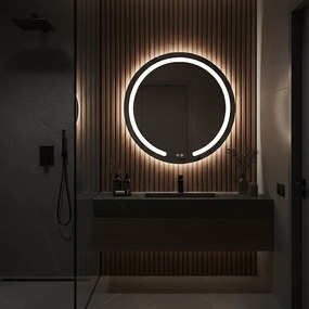 Rea Zrkadlo Modern ⌀80 cm s vyhrievaním a regulovateľným LED osvetlením HOM-00906
