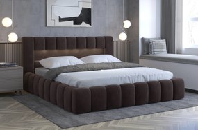 Moderná posteľ Lebrasco, 180x200cm, hnedá Monolith + LED