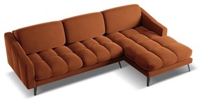 Oranžová zamatová rohová pohovka (pravý roh) Nalu – Makamii