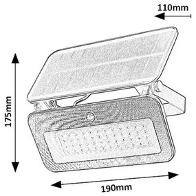 Rabalux 77160 vonkajšie nástenné solárne funkčné LED svietidlo Tarcal, 8W, IP65